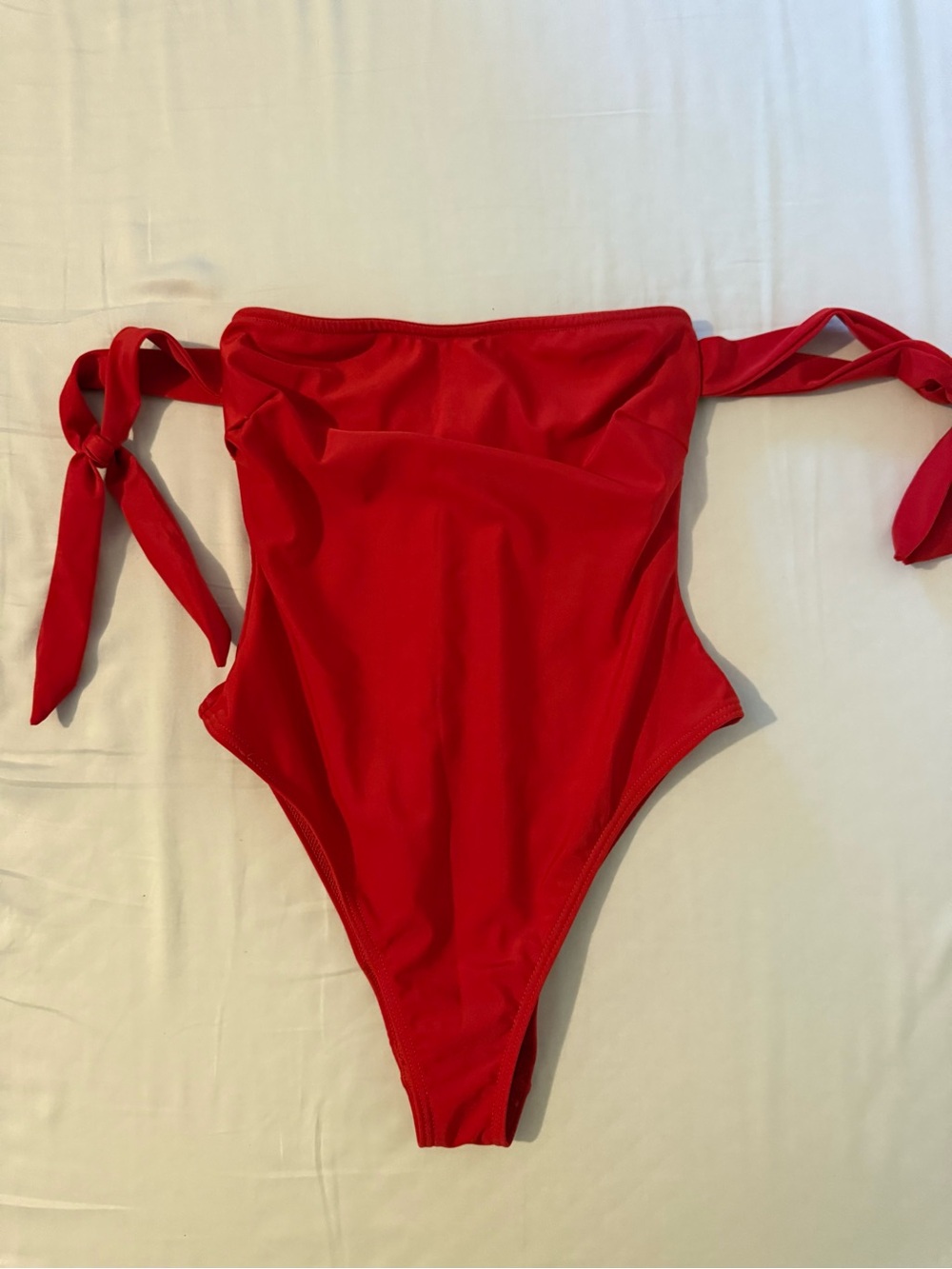 ASOS Red Girls' One-Piece Swim with Tie Shoulder Straps